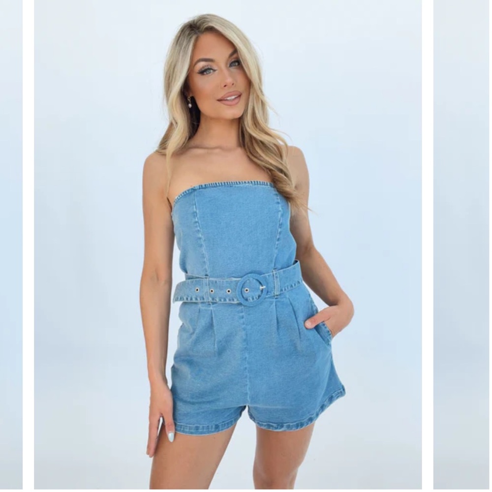 Strapless Denim Romper